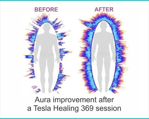 Dans cette image nous pouvons voir le résultat après trois séances de 30 minutes.
L’aura du patient est bien renforcé et souvent visible a l’œil sensible.